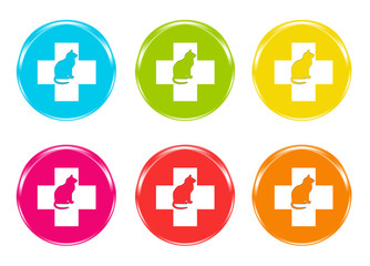 Obraz premium Set of colorful icons with veterinary symbol