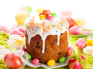 Easter cake and eggs
