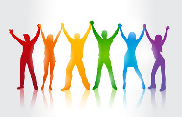 Fototapeta premium colorful silhouettes of people supporing LGBT rights
