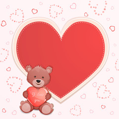 Valentine's day illustration with cute teddy bear.