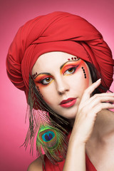 Woman in red turban