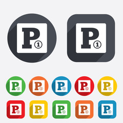 Paid parking sign icon. Car parking symbol.