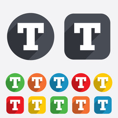 Obraz premium Text edit sign icon. Letter T button.