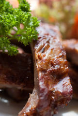 BBQ Pork Spare Ribs with french fries and salad