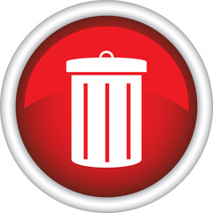 Круглая векторная иконка с изображением мусорки