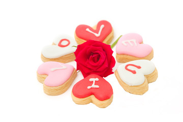 Heart shaped cookies decorated fancy icing