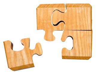 Fototapeta premium pieces of wooden mechanical puzzle
