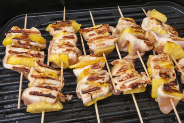 Chicken shish kebab with pineapples