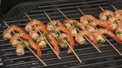 shish kebab from sea shrimps