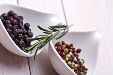Rosemary bound on a wooden board