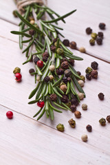 Rosemary bound on a wooden board