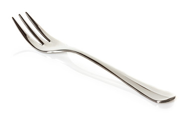 Steel metal small dessert fork isolated