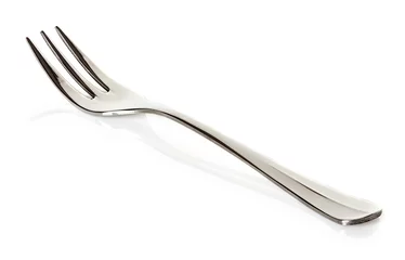 Gordijnen Steel metal small dessert fork isolated © yvdavid