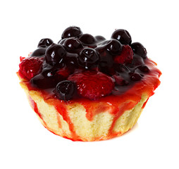 cupcake with strawberries and blueberries