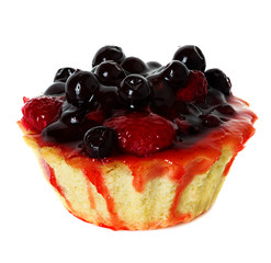 cupcake with strawberries and blueberries