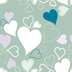 Green seamless hearts pattern or background