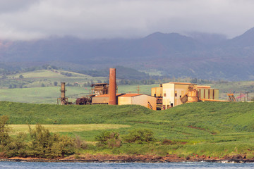 Abandoned sugar mill on coast of Kauai