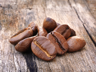 Coffee on grunge wooden background