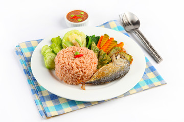  fried mackerel with thai hot and spicy  sauce mixed herb