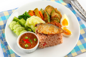 fried mackerel with thai hot and spicy  sauce mixed herb