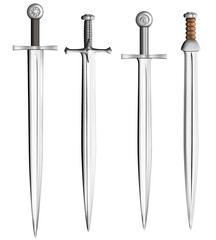metal swords collection isolated on white