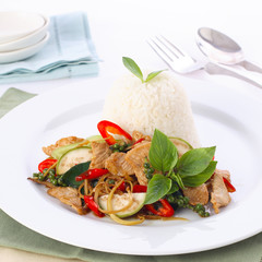 Sizzling spicy fried with pork