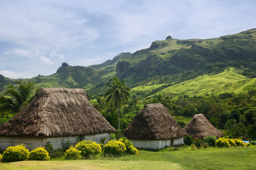 Fototapeta na wymiar Tradycyjne domy z miejscowości Navala, Viti Levu, Fidżi