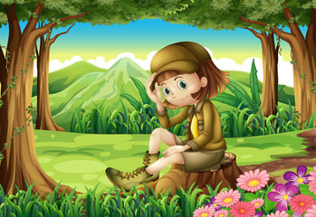 Obraz na płótnie Canvas A young explorer at the forest