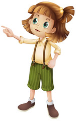 A young girl pointing