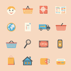 Internet shopping icons set