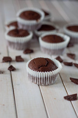 Chocolate muffins selective focus