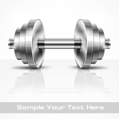 Metallic dumbbell, fitness and healthy lifestyle concept on