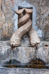 ancient stone fountain in Stilo, Calabria, Italy