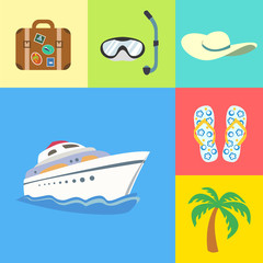 Obraz na płótnie Canvas Vacation holidays and travel icons set