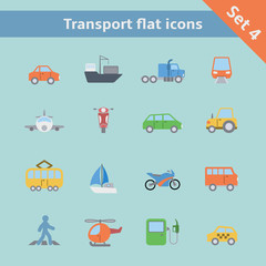 Transportation flat icons set