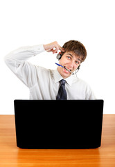 Nervous Teenager with Laptop