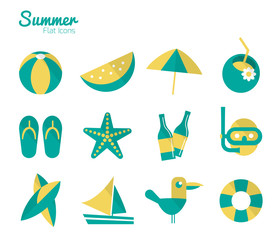 Summer Icons set 2. Flat design. Vector