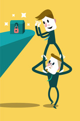 Two businessmen discovered the treasure chest.