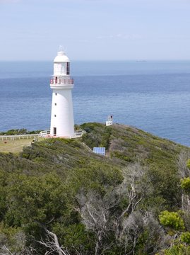 The white Cape Otway lighthouse in Victoria