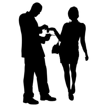 Vector silhouettes of women and men.