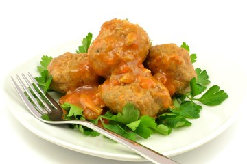 meatballs with minced meat in tomato sauce