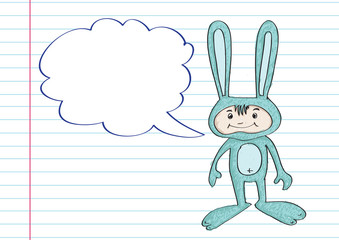 Boy wearing a bunny rabbit costume