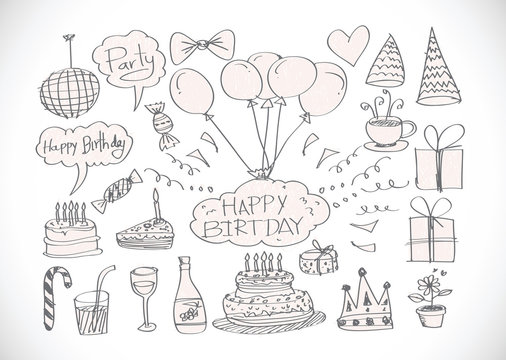 Birthday doodles. Vector illustration