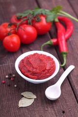 tomato paste with pepper and spices