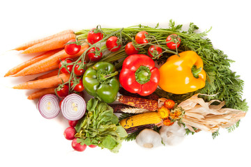 Fresh vegetables on white background