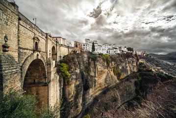 Fotobehang Ronda Puente Nuevo De Puente Nuevo-brug en een schilderachtig uitzicht op de stad Ronda