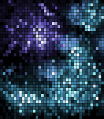 Abstract pattern of small blue mosaic tiles