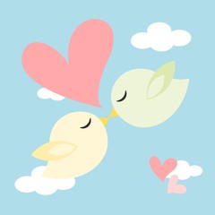 Bird Couple Kissing