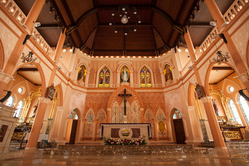 Obraz premium church,decorated church with glass window in Chantaburi,Thailand