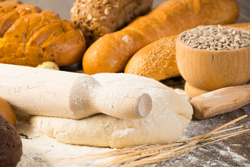 flour, eggs, white bread, wheat ears